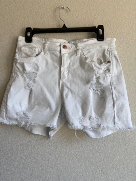 Judy Blue Pants - Judy Blue Jean Shorts Women Sz M White Denim Cut Off Distressed Thrashed Summer